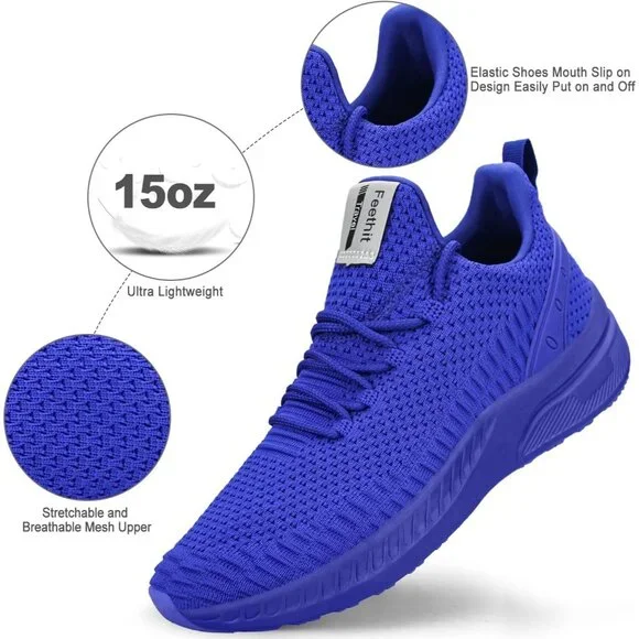 Men's Royal Blue Non Slip Lightweight Workout Breathable Mesh Fashion Sneakers